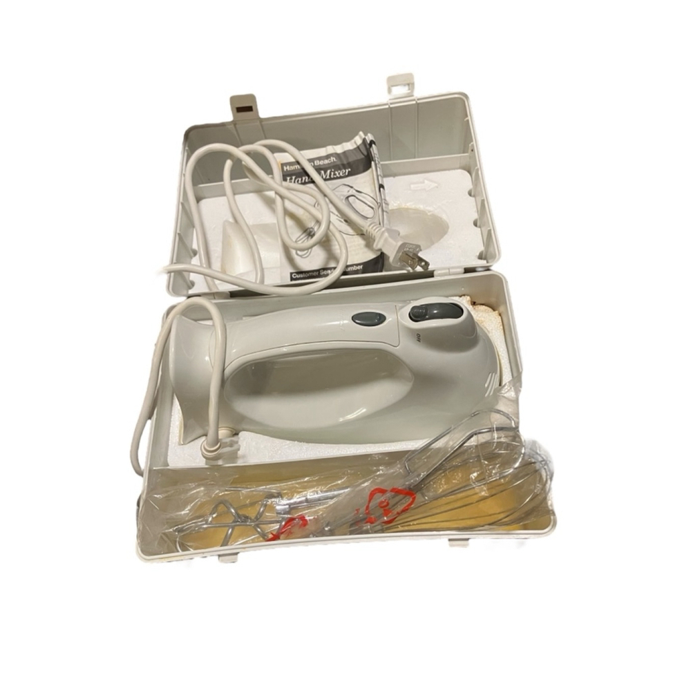 Hamilton Beach Electric Hand Mixer White Appliance 6 Speed Burst Bowl Rest